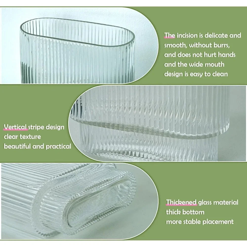 Clear Glass Vase Glass Vases for Flowers Clear Vase for Living Room Dining Table Entryway Office Decor (Clear-7" H) home decor
