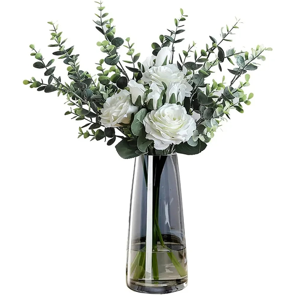 Modern Glass Vase Irised Crystal Clear Glass Vase for Home Office Decor (Crystal Grey) home decoration  aesthetic room decor