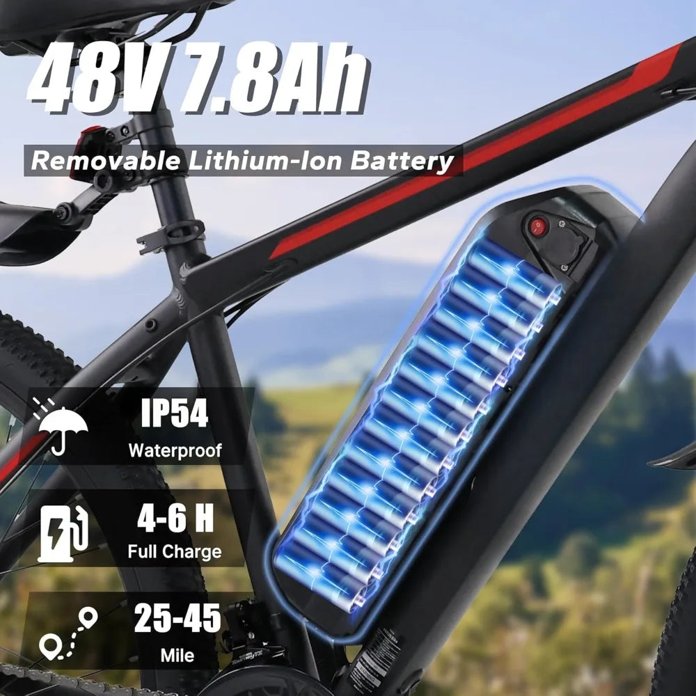 Electric Bike - 500W（Peak 750W Electric Bike for Adults with 48V Removable Battery - 26" Ebike Up to 45 Miles, 20 MPH