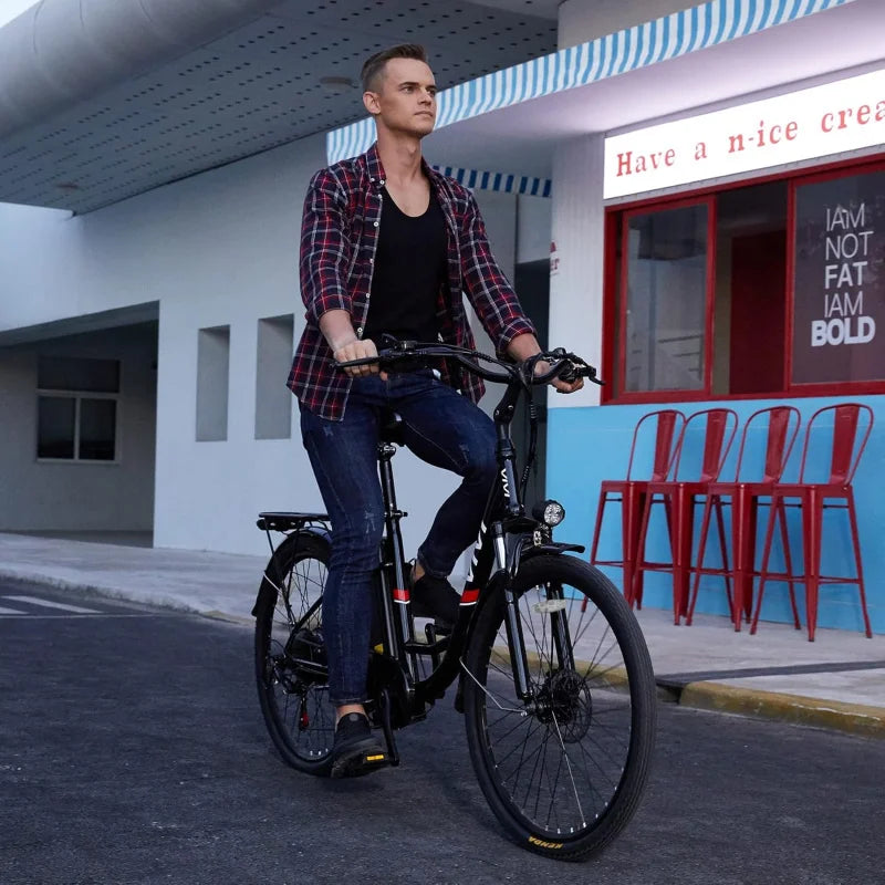QVivi , 26" Cruiser 500W(Peak 800W) Ebike 21.7MPH Electric Bike for Adults, 48V Removable Battery,
