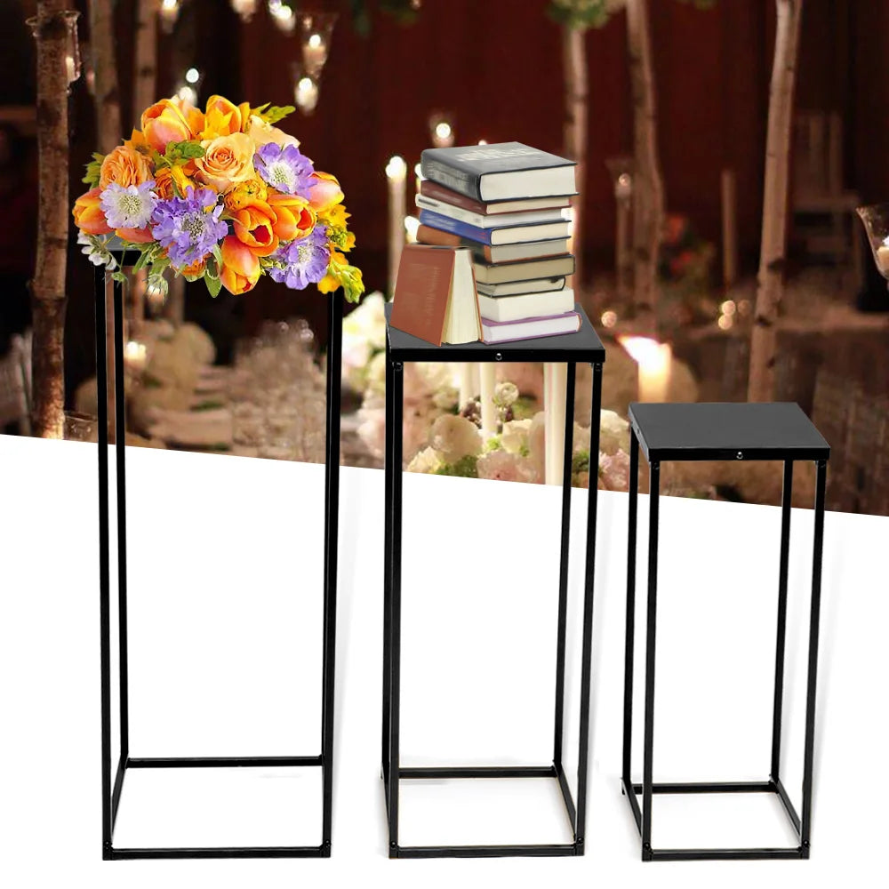 3 Metal Stand Plant Stand High Square Rack Flower Holder Home Office Yard Wedding Decor