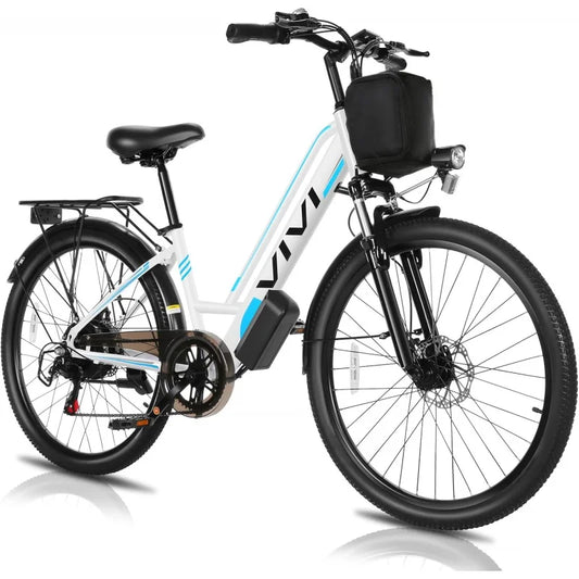 QVivi MT26GUL Bike 26" Step Through Electric Bicycle with Removable 48V 374.4Wh Battery, 750W Peak Motor, 21.7Mph Top Sp
