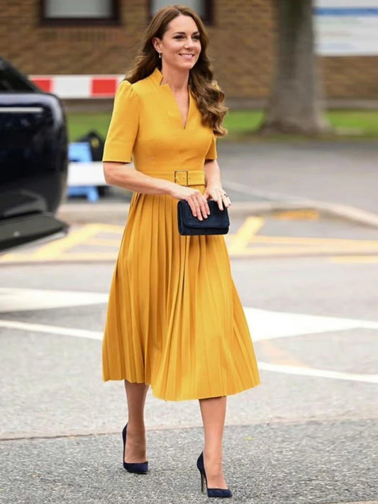 Kate Princess Runway Spring Summer Women's New Designer Casual Party Celebrity Elegant Chic High Quality Short Sleeve Slim Dress