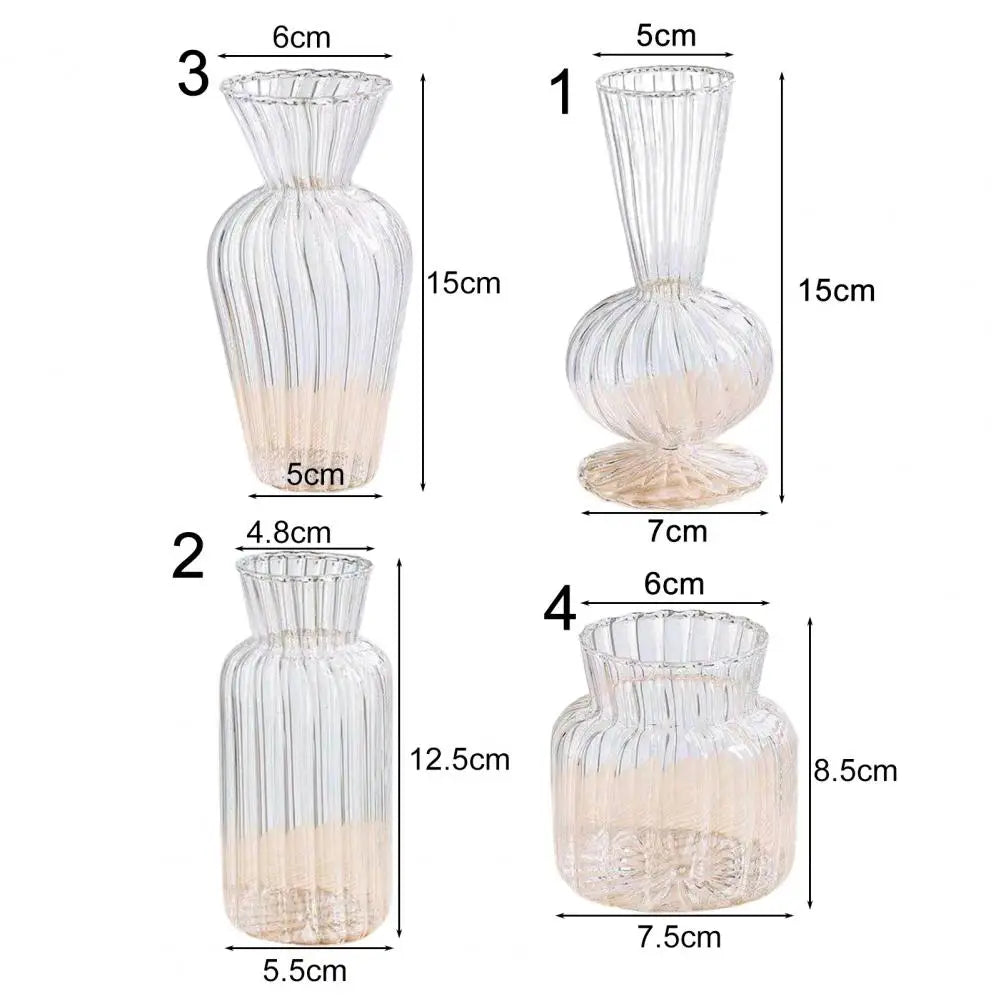 Nordic Glass Flower Vase Transparent Hydroponic Pot Vase Plant Bottle Flower Pot for Home Decoration Mini Desktop Short Vase