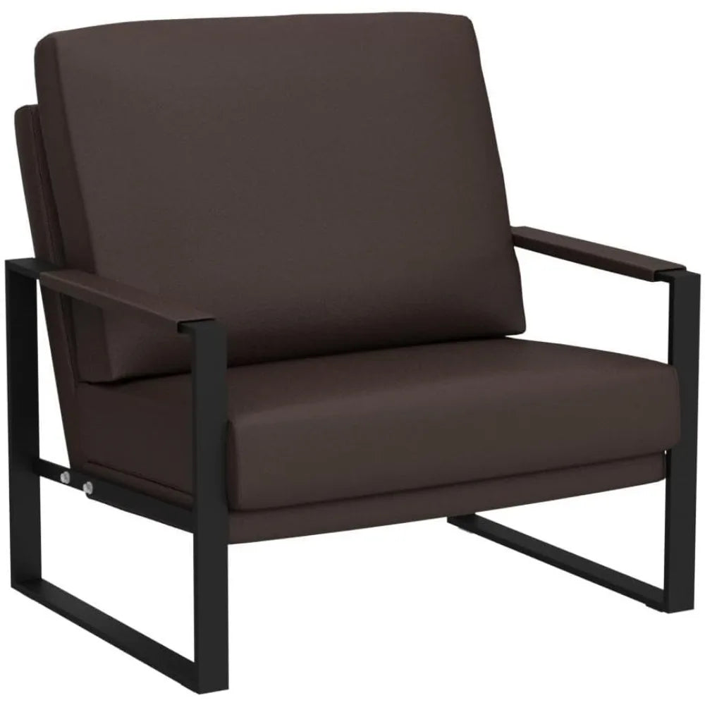 Modern PU Leather Accent Chair Arm Chair with Extra-Thick Padded Backrest and Seat Cushion Sofa Chairs for Living Room Bedroom