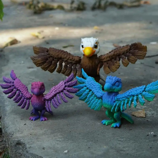 Eagle Statues 3D Printed Realistic Eagle Sculpture Novelty Eagle Action Figures With Movable Joints Eagle Figurines Home Decor