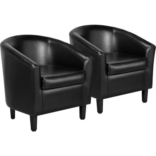 PU Leather Accent Chairs, Waiting Room Chair with Soft Padded Seat for Living Room Bedroom Reading Room