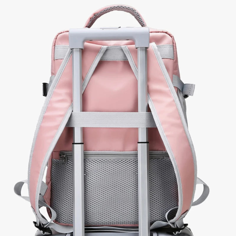 Women Travel Backpack Water Repellent Daypack Teenage Girls USB Charging Laptop Schoolbag With Luggage Strap Shoes Bag 2024 New