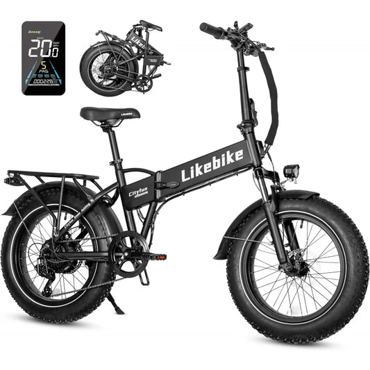 ACityfun Folding Electric Bike Adults,500W Motor Ebike with 20" x 4.0" Fat Tire,60 Miles,48V 10.4Ah Removable Battery Hi