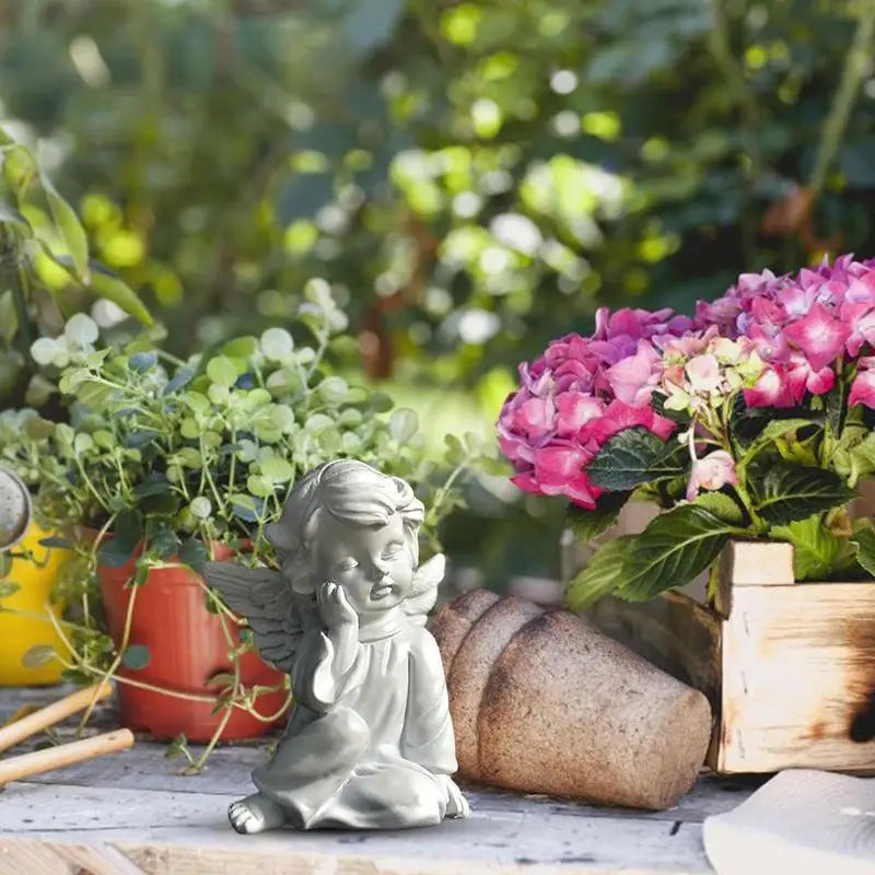 Sleeping Angel Statue Resin Cute Angel Decoration Figurine Outdoor Home Desktop Cherub Adorable Cherubs