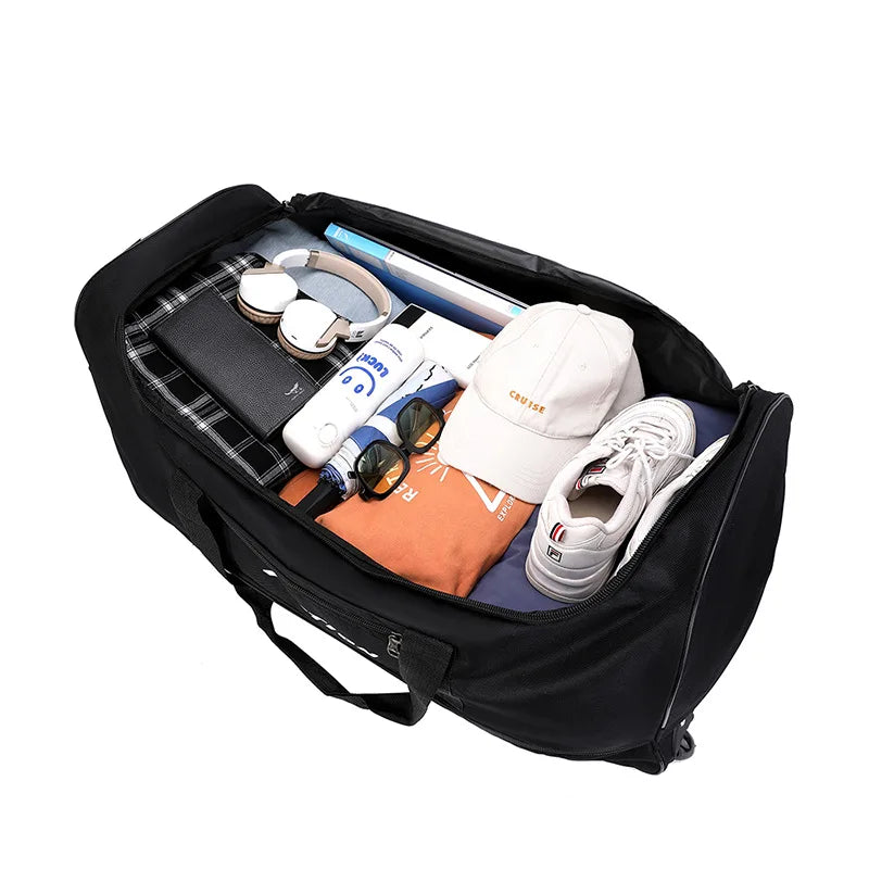 Large Capacity Trolley Bags with Wheels Foldable Luggage Wheeled Bag Travel Suitcase Waterproof Handbag Rolling Luggage