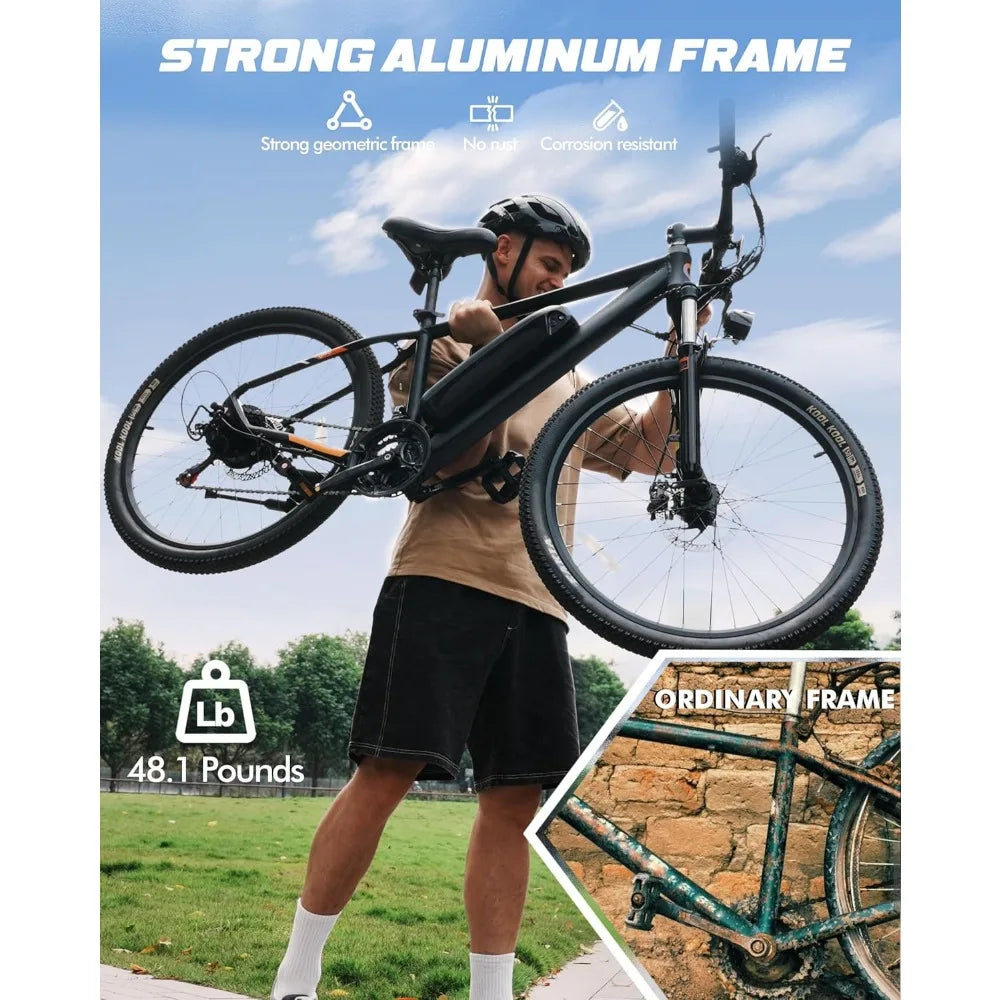 Racer Electric Bike for Adults - 21-Speed Mountain Lightweight Ebike with Peak 500W Brushless Motor, 375Wh Removable Battery