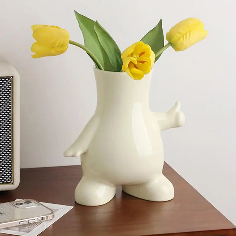 Desk Body Statue Vase Funny Decorative Vase Modern Flower Arrangement Container Small Half Body Vase For Elegant Home Accent