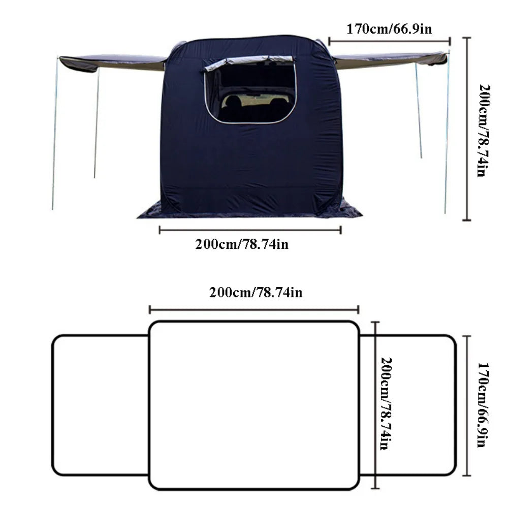 Car Rear Extended Tent Outdoor Camping Travel Waterproof Large Auto Tent Popup Mosquito Field Shelter Glamping Luxury Tourist