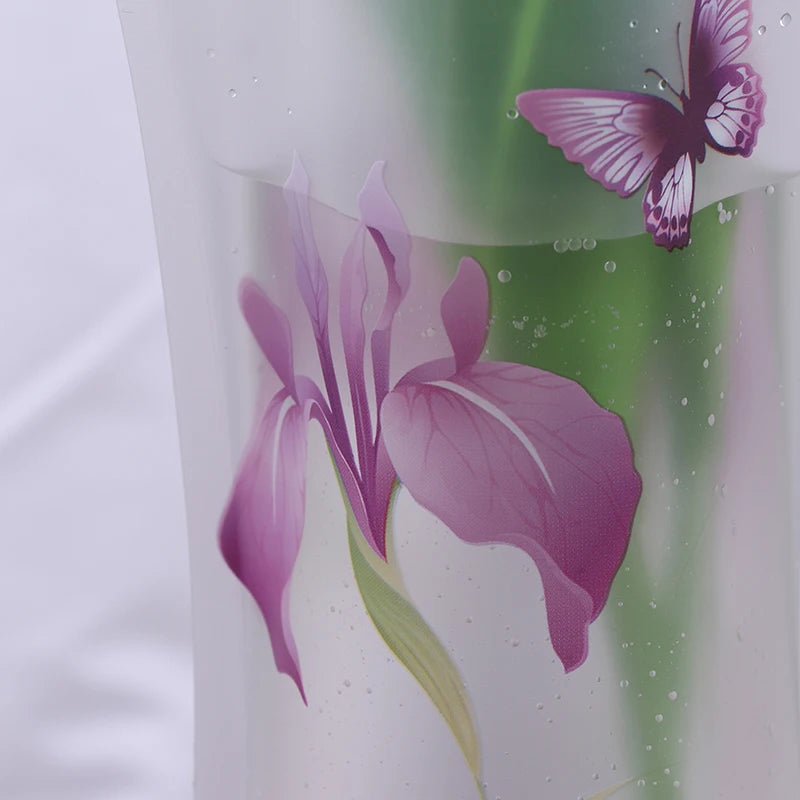 Foldable Plastic Vase Unbreakable Folding Chinese Style Reusable Flower Vase PVC Durable Decor Vase DIY Home Plant Decoration