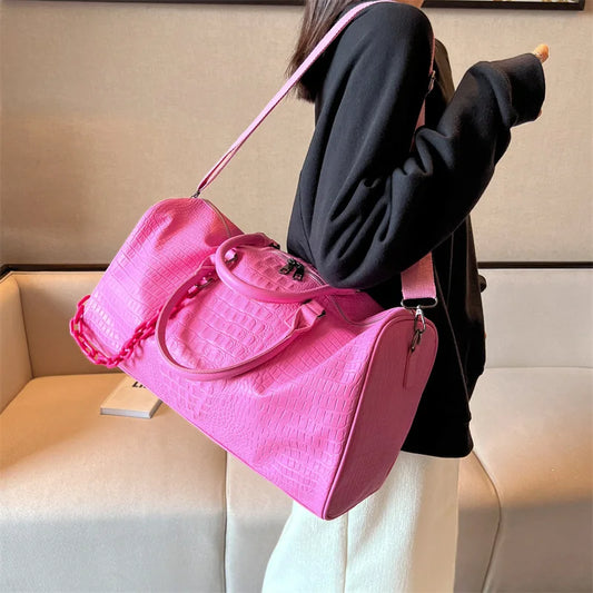Summer Training Fitness Sports Gym Yoga Bag for Women Large Luggage Bag Portable Travel Duffel Handbag Weekend Bag Shoulder Bag