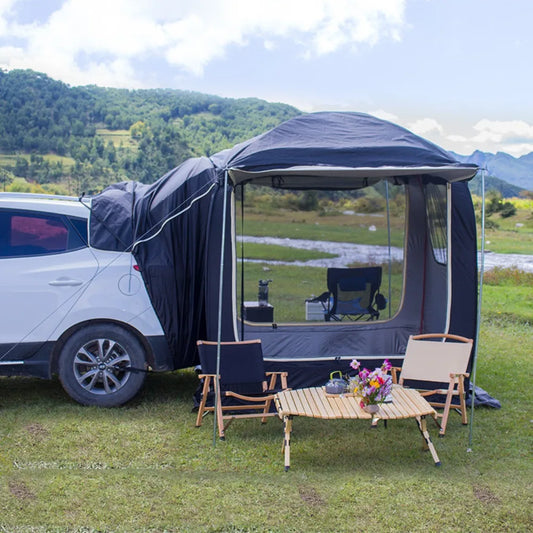 Car Rear Extended Tent Outdoor Camping Travel Waterproof Large Auto Tent Popup Mosquito Field Shelter Glamping Luxury Tourist