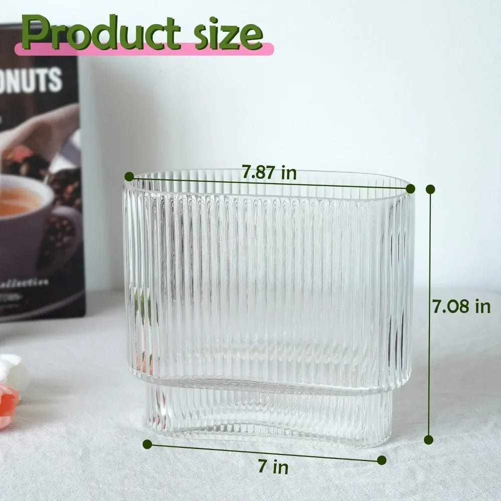 Clear Glass Vase Glass Vases for Flowers Clear Vase for Living Room Dining Table Entryway Office Decor (Clear-7" H) home decor