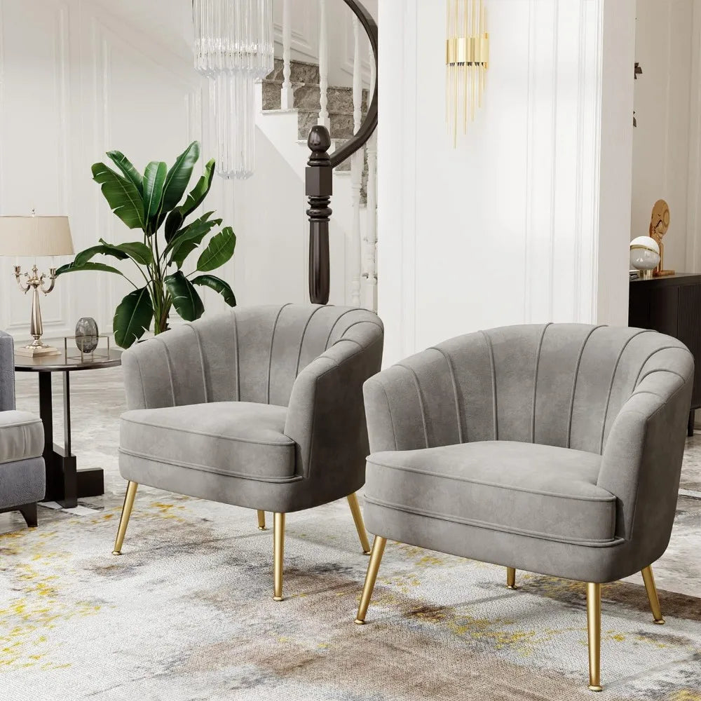 Velvet Accent Chair, Upholstered Modern Single Sofa Side Chair,Comfy Barrel Club Living Room Armchair