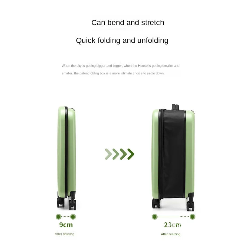 Foldable Rolling Suitcase with 360-Degree Spinner Wheels & Password Lock for Traveling and Storage