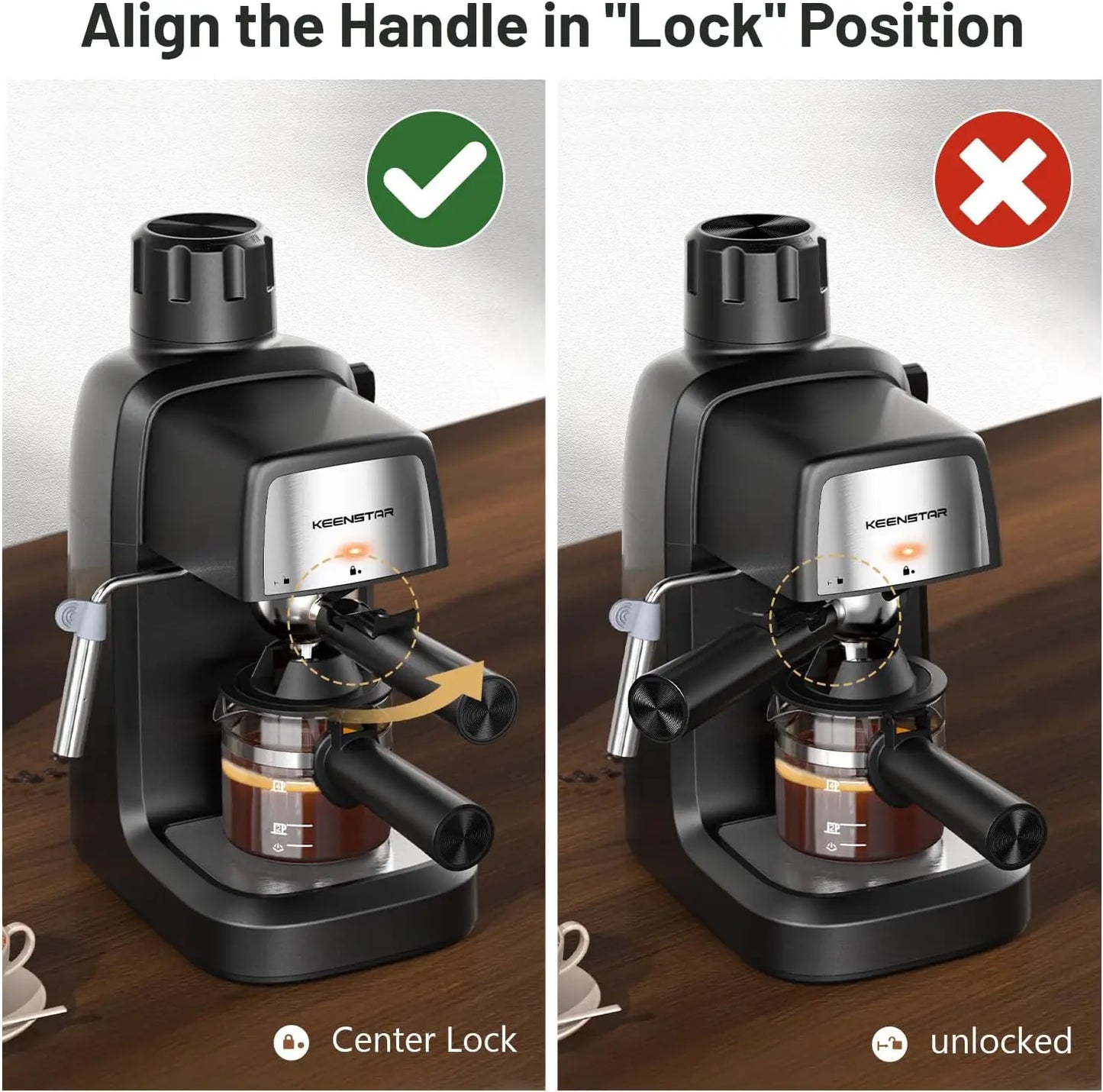 Coffee Machine, 3.5 Bar Espresso Cappuccino Machine, 800W with Milk Frother - 4 Cup Portable Coffee Maker for Latte, Cappuccino,