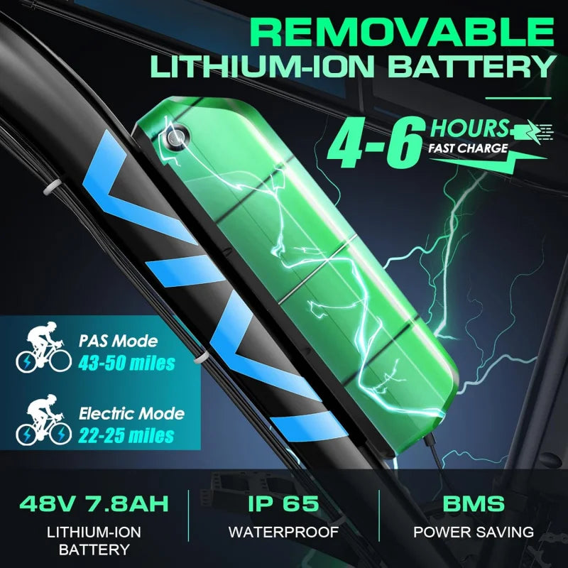 QVivi for Adults, Peak 780W 26" Mountain Bike, 21.7MPH Adult Electric Bicycles Commuter Ebike with 4