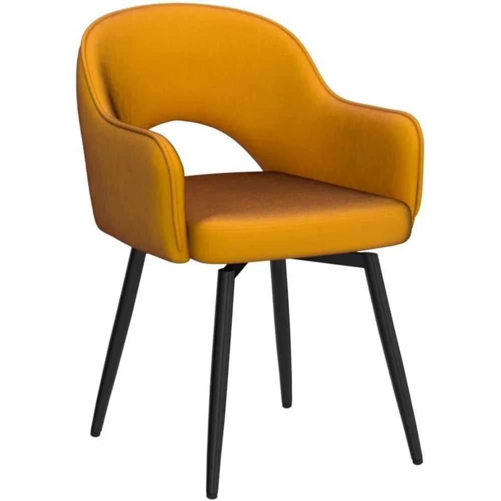 Swivel Dining Chair Set of 4, Velvet Upholstered Side Modern Accent Guest Home Office Desk with No Wheels for