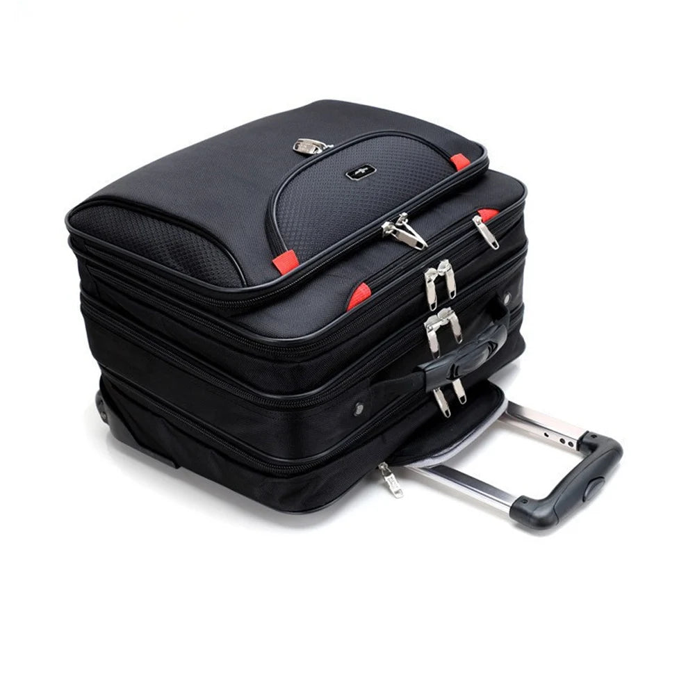 New 18" Travel Bag Black Oxford Waterproof Suitcases Luggage For Women/Men With Spinner Aluminum Alloy Telescopic Rod