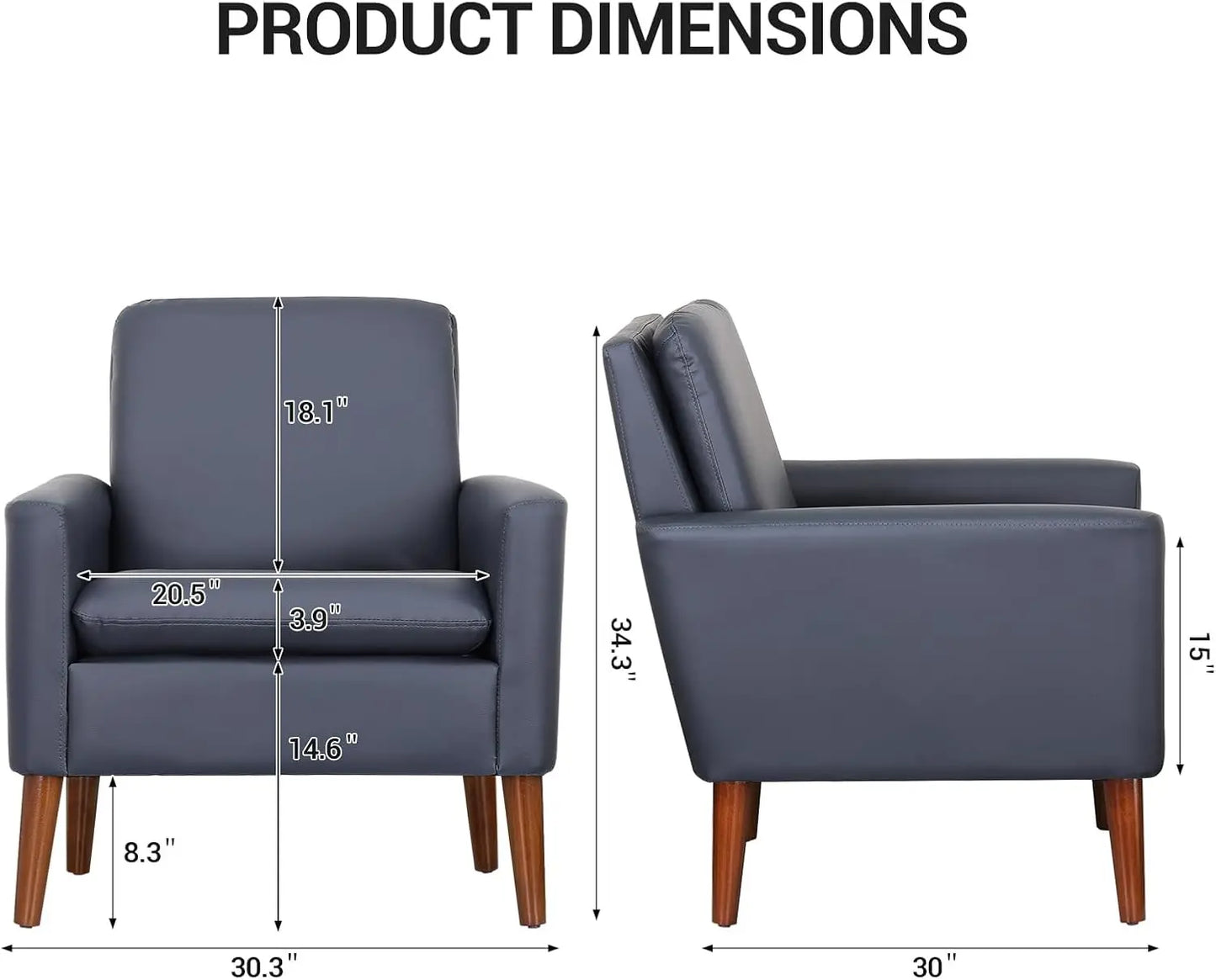 Faux Leather Accent Chair Upholstered Living Room Arm Chair Comfortable Reading Sofa Chairs for Bedrooms Dorm Room Office