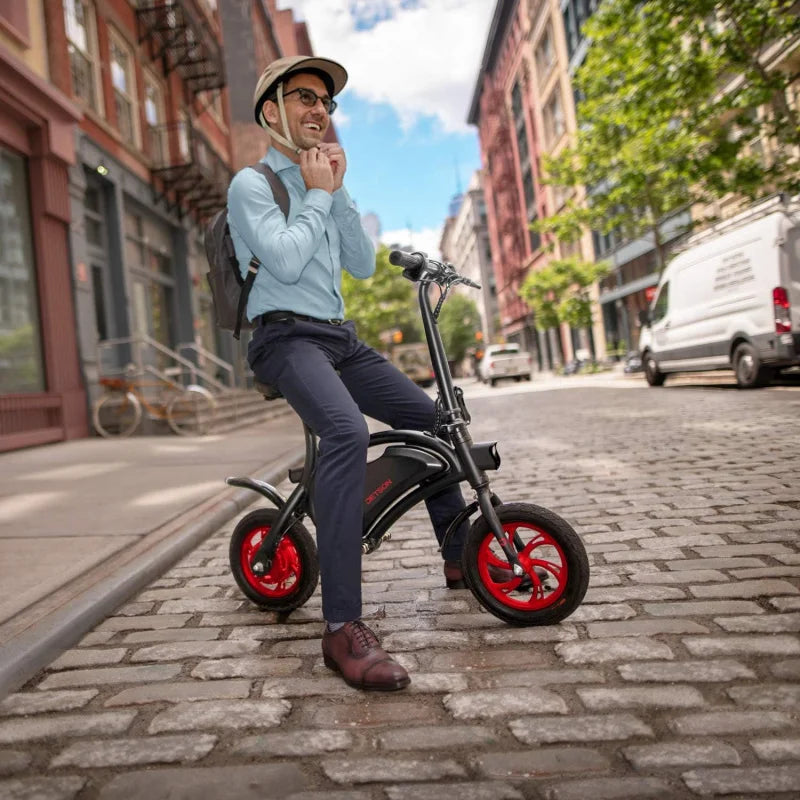 QJetson Bolt Electric Ride-On Bike, Easy-Folding, Built-in Carrying Handle, Twist Throttle, Up to 15.5 MPH, Ages 13