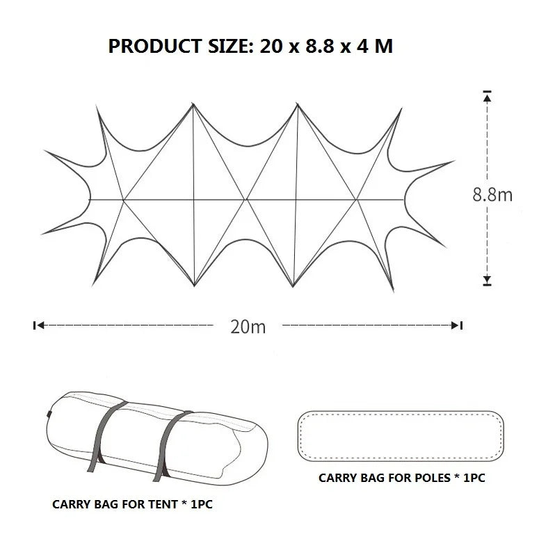Large Size Canvas Tent Canopy For Big Party Luxury Canvas Sunshade For Outdoor Activity 3 Roofs Canopy tent With Large capacity