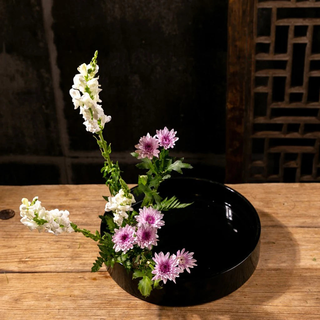 Round Plastic Flower Bonsai Pot Vase Suiban Ikebana Plastic