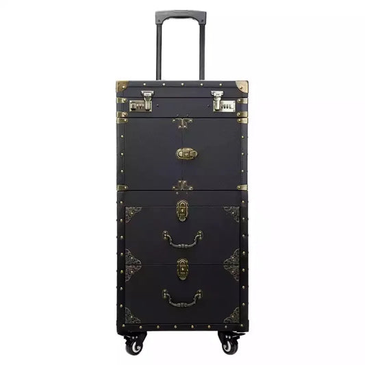 Multi-layer Beauty Tattoo Salons Trolley Cosmetic Luggage Large Professional Hairdressing Trolley Suitcase Travel Makeup Toolbox