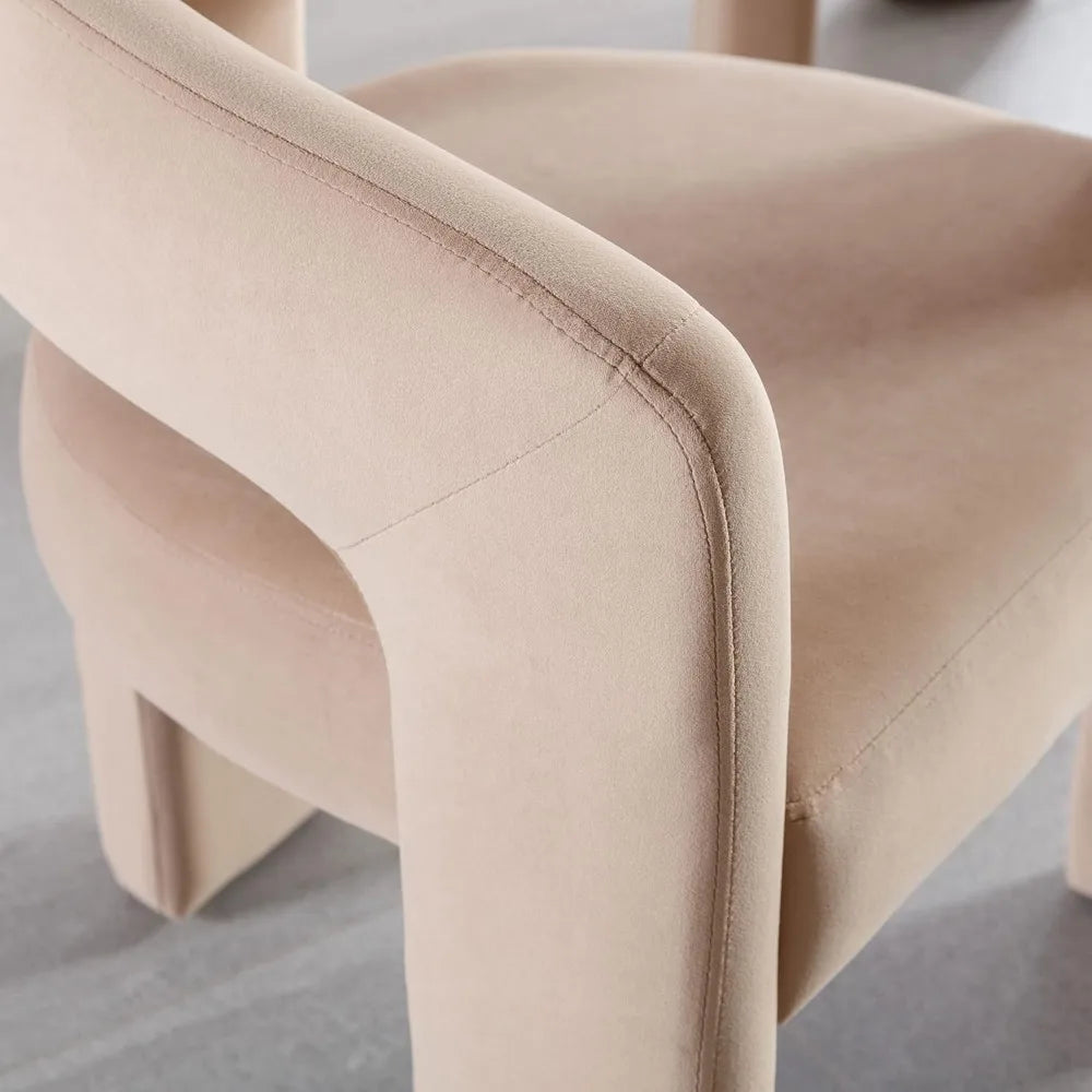 Velvet Upholstered Accent Side Chair with Arms Comfy Makeup Vanity Chairs, Dining Living Room Kitchen Chairs.