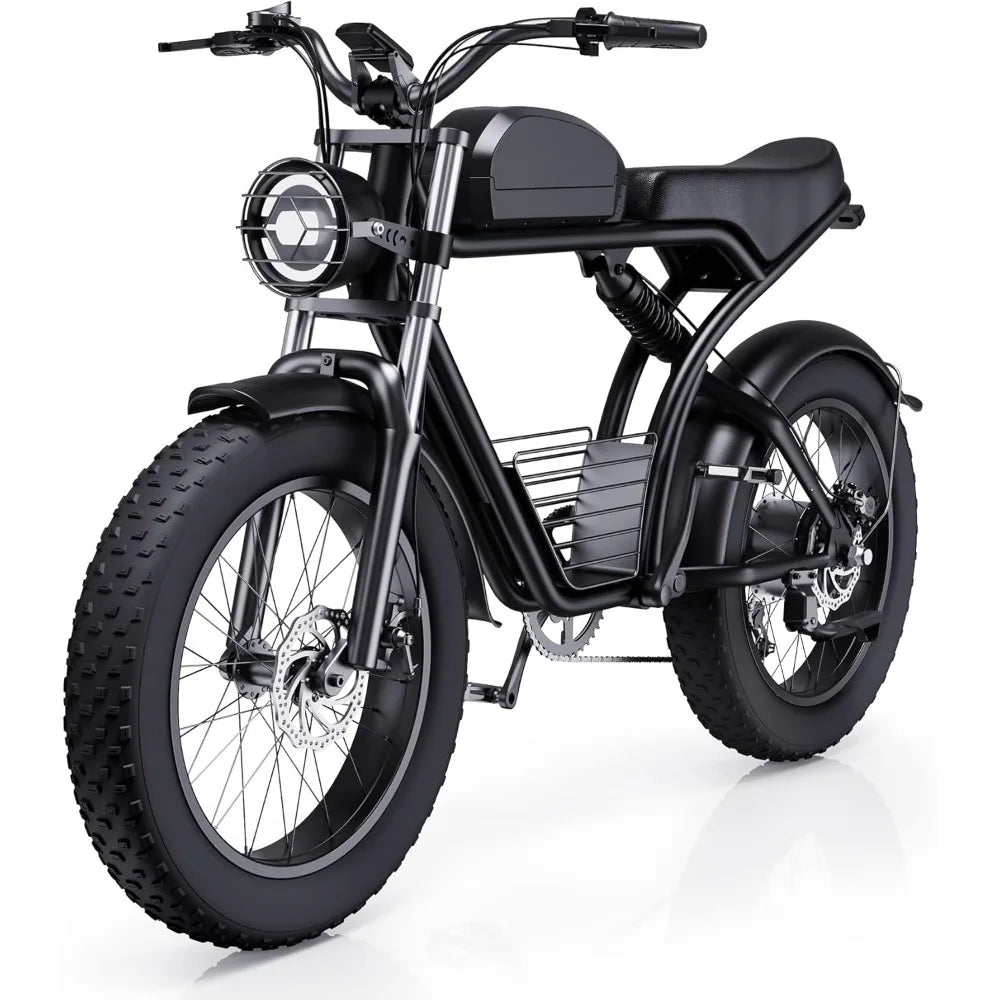 Electric Bike for Adults,1500W 30MPH,Max 75Miles Electric Motorcycle 20" Fat Tire Dirt Bike, 7-Speed E-Bike Dual Shock Absorber