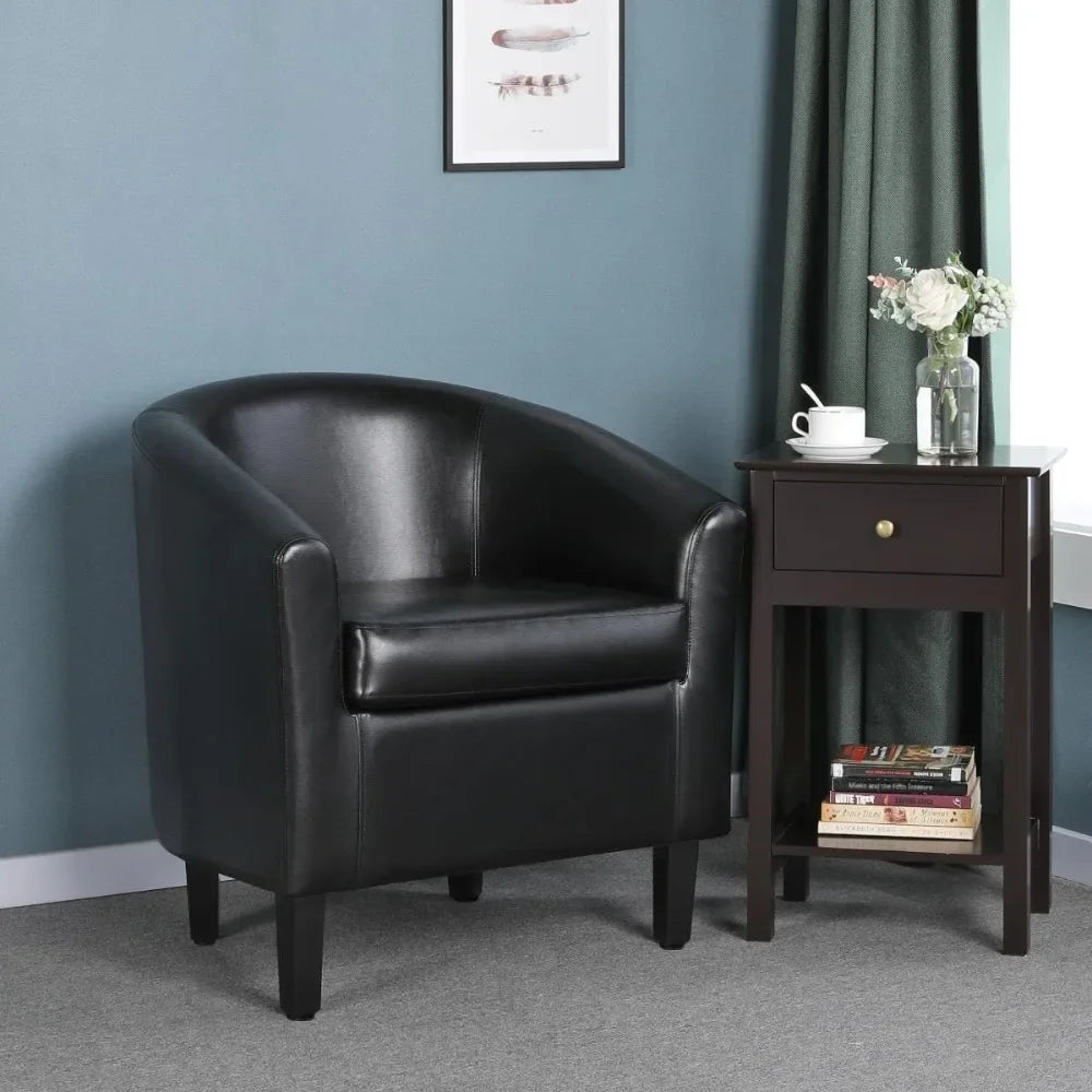PU Leather Accent Chairs, Waiting Room Chair with Soft Padded Seat for Living Room Bedroom Reading Room