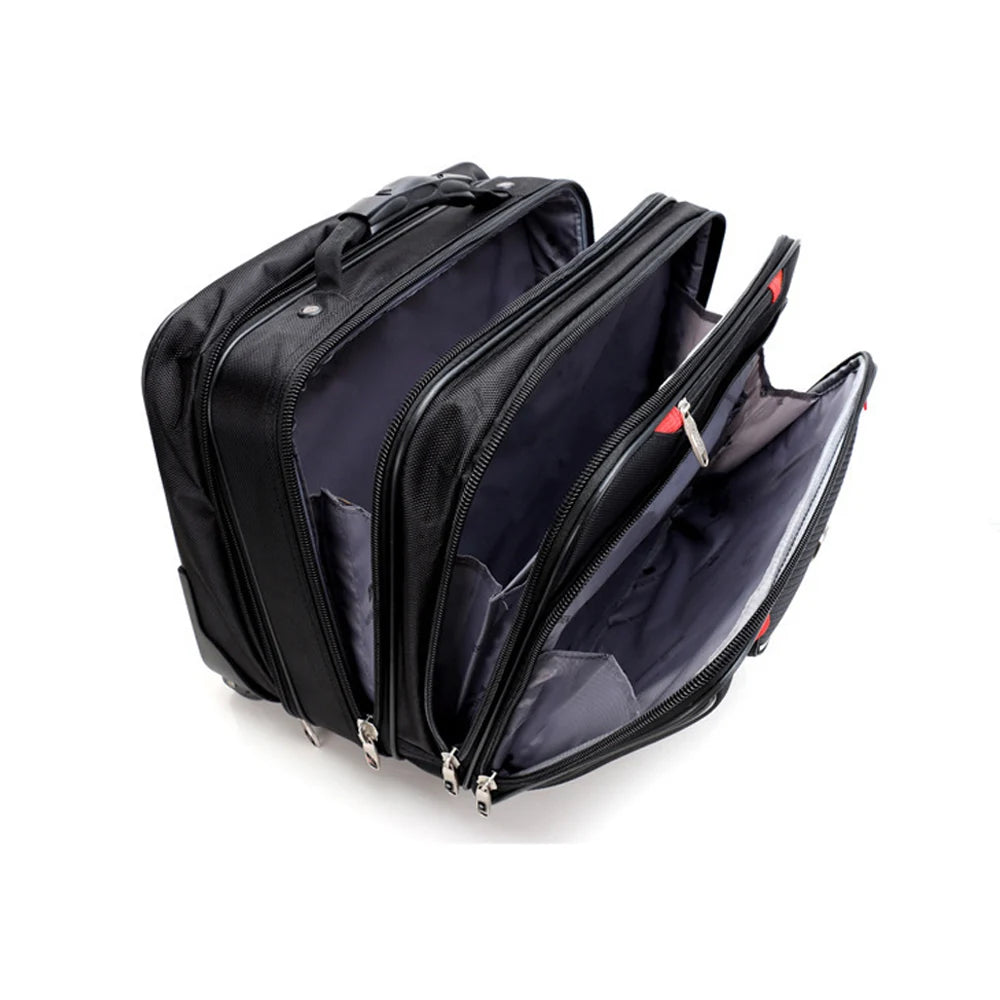 New 18" Travel Bag Black Oxford Waterproof Suitcases Luggage For Women/Men With Spinner Aluminum Alloy Telescopic Rod