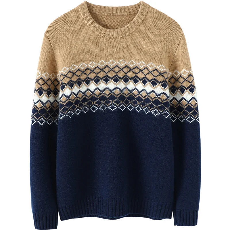 MEN Design Fashion Sweater Winter Warm Luxury 100% Cashmere THICK Casual  England Style  Computer Knitted  O-Neck