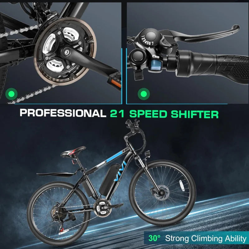 QVivi for Adults, Peak 780W 26" Mountain Bike, 21.7MPH Adult Electric Bicycles Commuter Ebike with 4