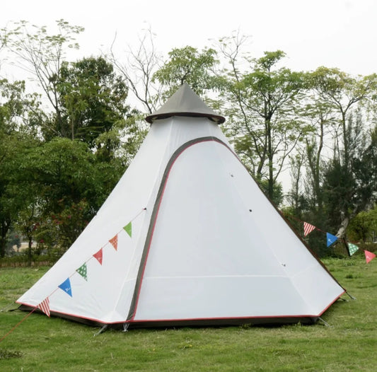 Indian Style Pyramid Tipi Tent UNI Double Door Waterproof Mesh Teepee Camping Luxury Mongolian Yurt Family Tent Lightweight