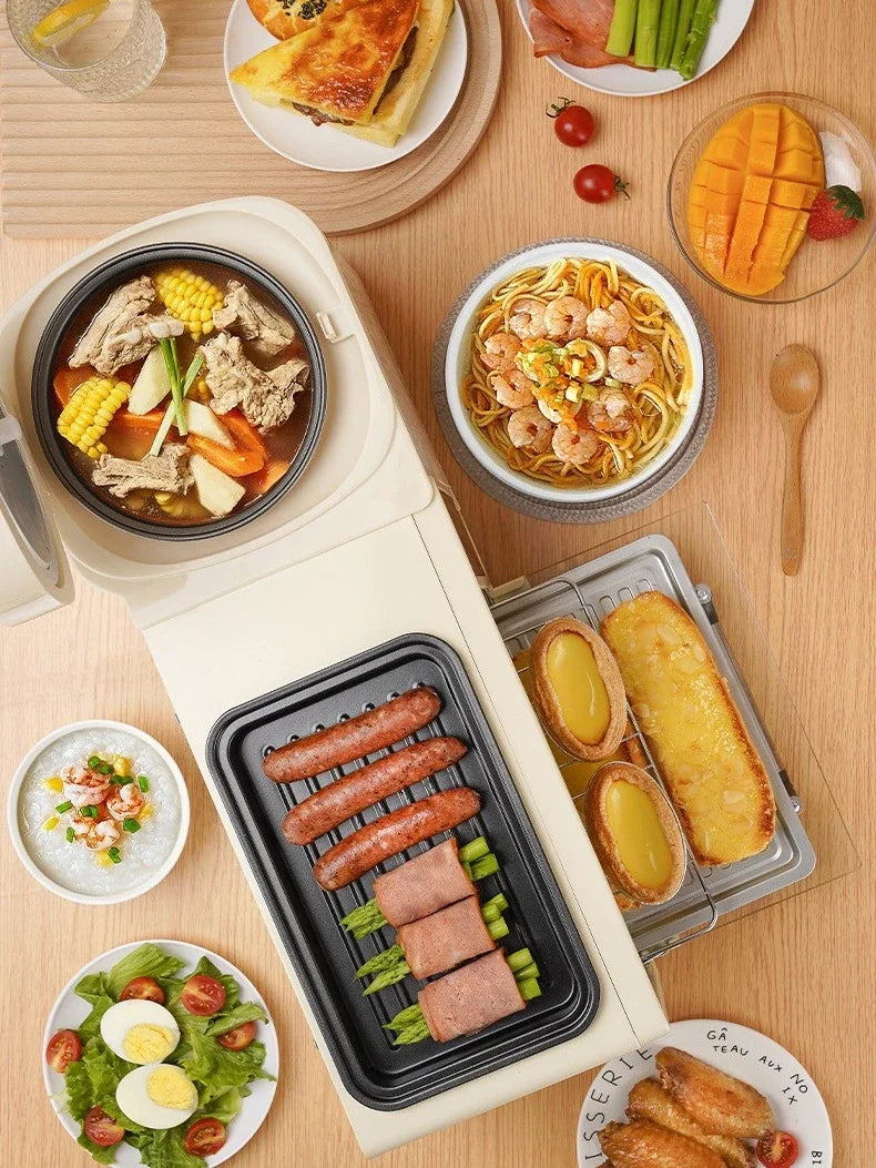 Multifunctional breakfast machine, four-in-one hot pot, electric oven, household rice cooker, toaster, sandwich machine