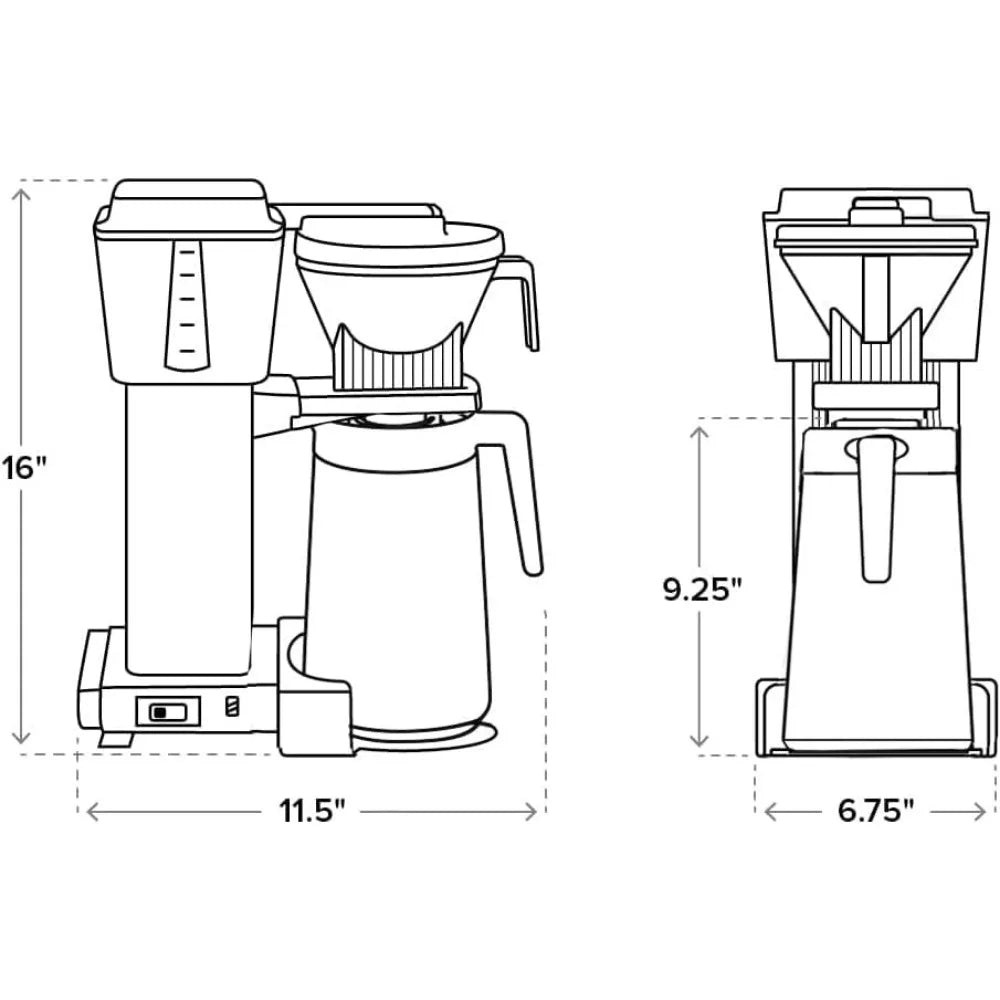 Coffee Brewer, 40 oz, Polished Silver, automatic coffee machine