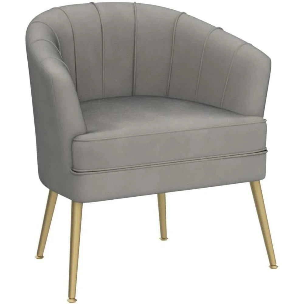 Velvet Accent Chair, Upholstered Modern Single Sofa Side Chair,Comfy Barrel Club Living Room Armchair