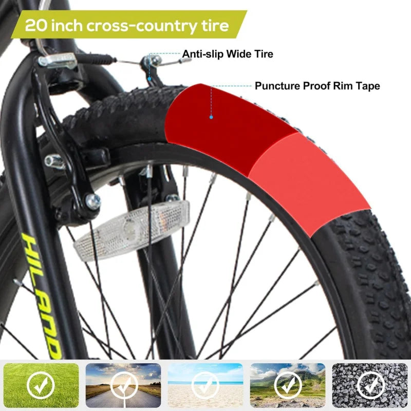QHiland 20 24 Inch Mountain Bike Age 5   Year Old, Front Suspension Fork Kids' Bicycles for Boys Girls Multiple Colo