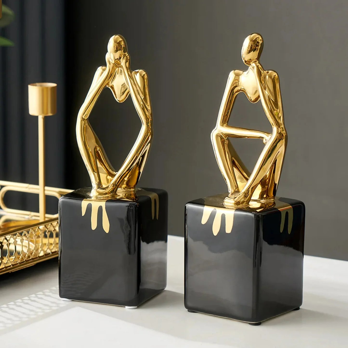 Nordic Luxury Home Accessories Abstract Thinking Character Sculpture Abstract Living Room Decoration Modern Home Decoration Gift
