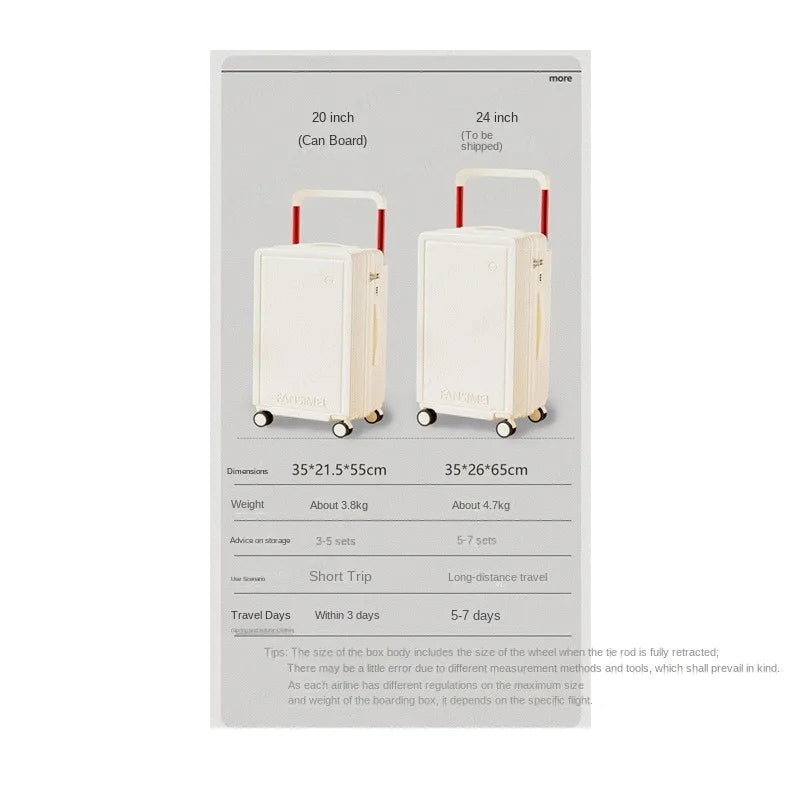 20/24 Inch Wide Handle Suitcase 2024 New Female High-Capacity Gradient Color Luggage Sturdy and Durable Trolley Case Male