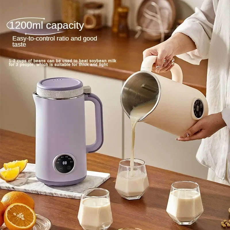 220V 1200ML Mini Soybean Milk Machine Automatic Heating Food Blender Intelligent -Use Wall Breaking Rice Paste Mixer