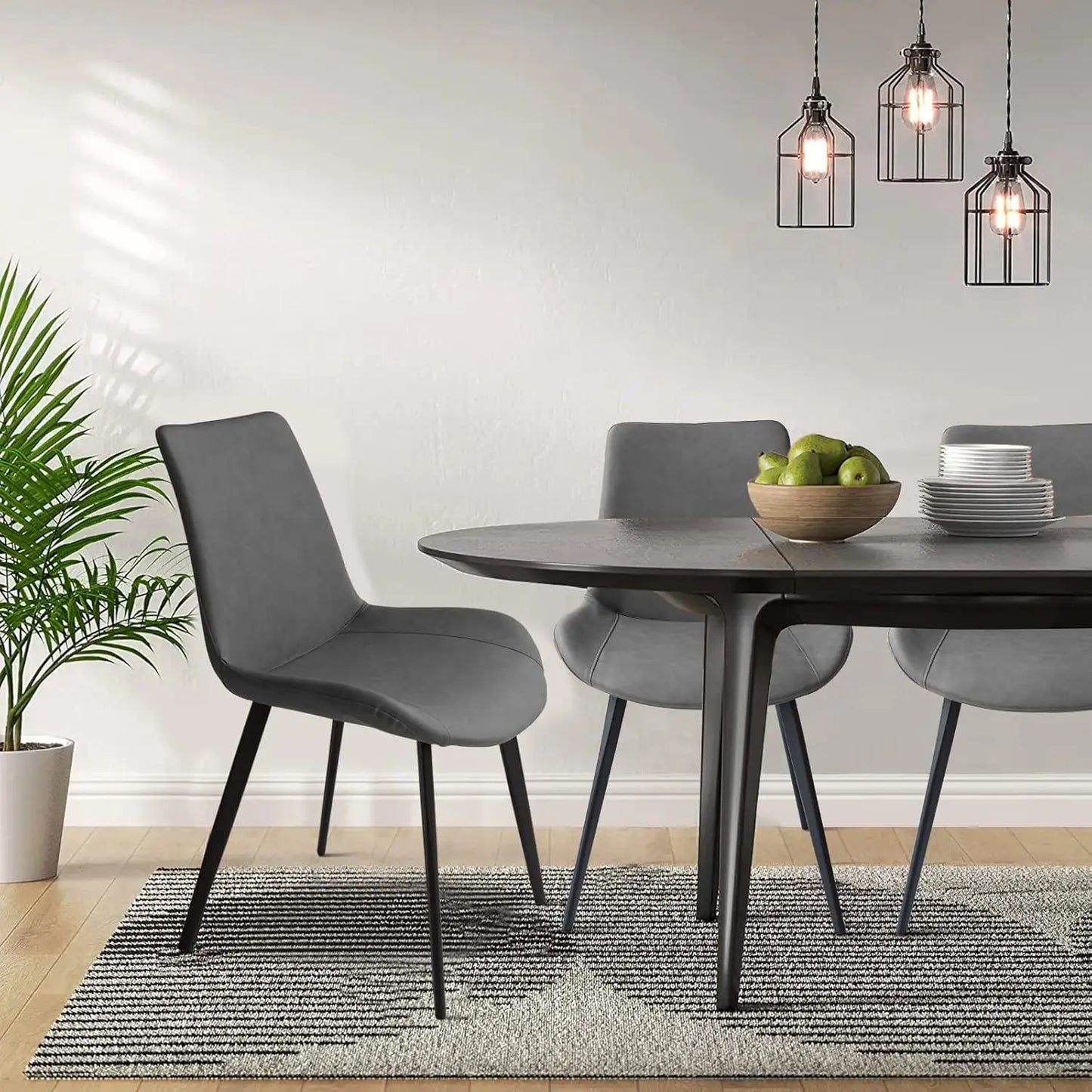 Dining Chairs Set of 4, Modern Kitchen Dining Room Chairs, Upholstered Dining Accent Side Chairs in Faux Leather Cushion Seat