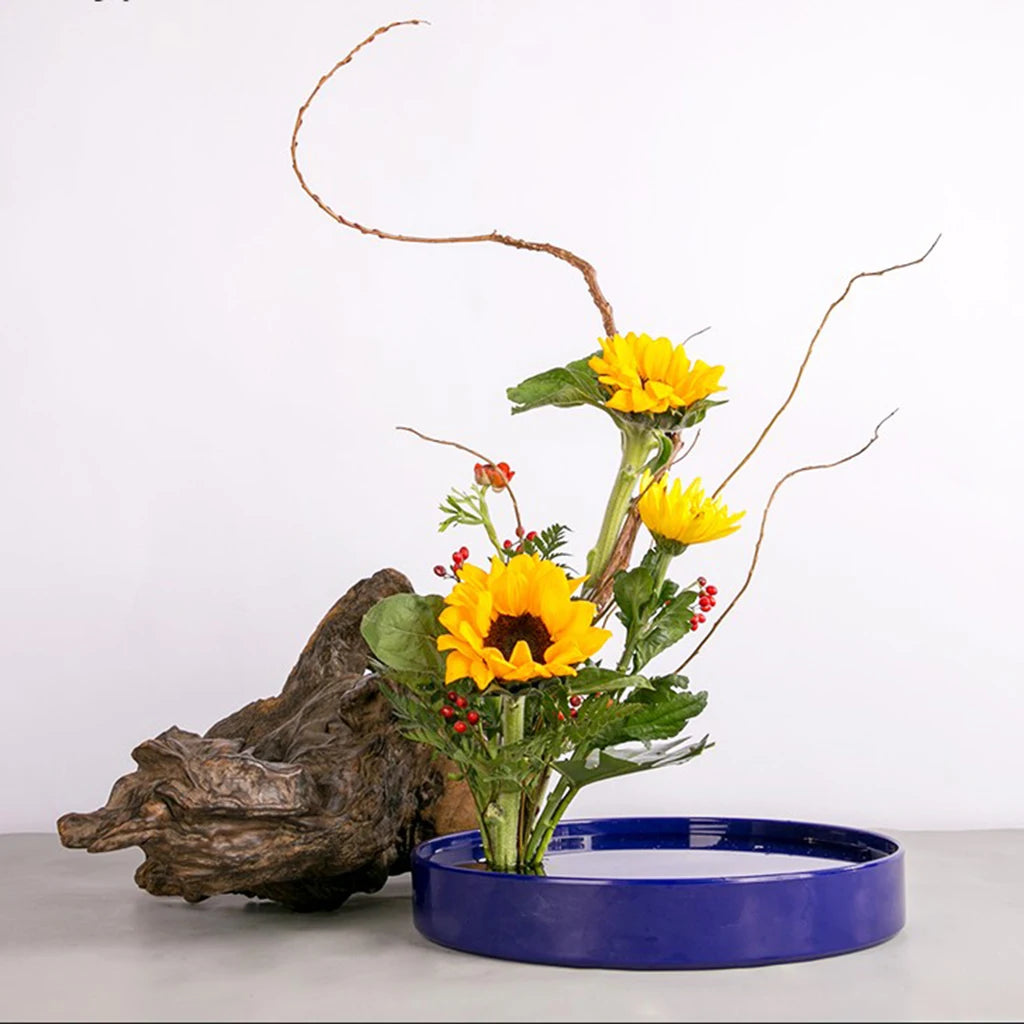 Round Plastic Flower Bonsai Pot Vase Suiban Ikebana Plastic