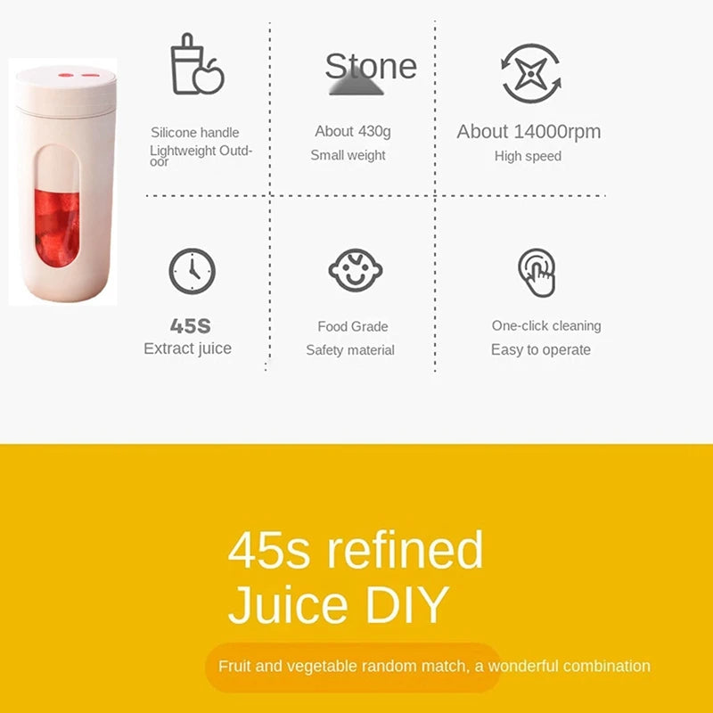 Top Deals Portable Electric Juicer USB Wireless Charging Blender Mini Fruit Extractors Mixer Juice Maker Machine 300ML